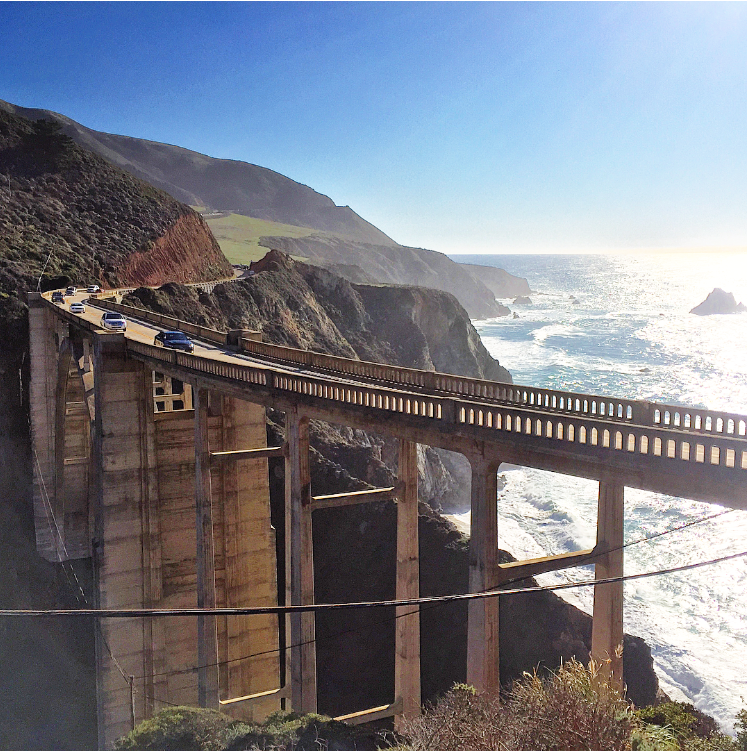 A coastal bridge along the Pacific cliffs